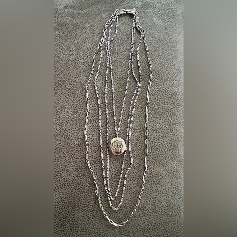 Multi-Layer Silver Locket Pendant Necklace - Modern Women's Jewelry